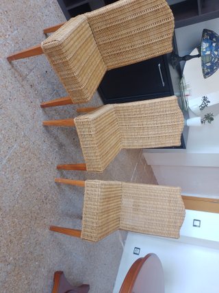3 Sillas Comedor Mimbre Natural