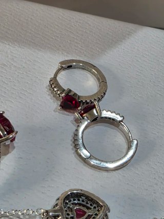 Conjunto Pandora Corazón Rojo y Plata