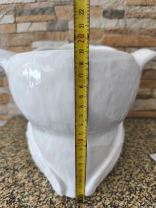 Maceta Cerámica Blanca Grande Forma Búho