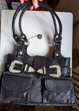Borsa Tiffi Pelle/Tessuto Argento Bianco