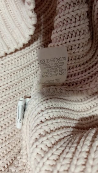 Jersey algodón cuello vuelto beige