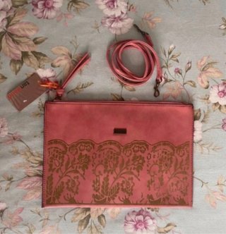 Bolso mano/bandolera Tan rosa y dorado