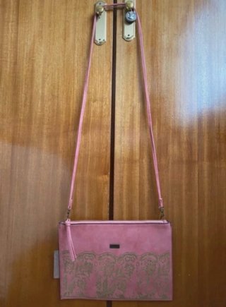 Bolso mano/bandolera Tan rosa y dorado