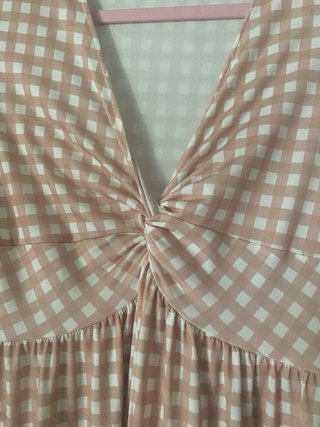 Vestido Poète cuadros rosa y blanco Talla S