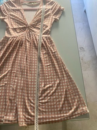 Vestido Poète cuadros rosa y blanco Talla S