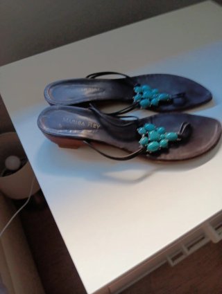 Sandalias Marisa Rey turquesa y marrón