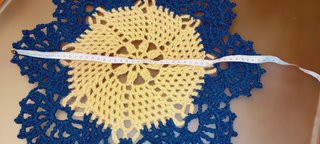 Napperon Croché Amarelo e Azul Feito à Mão