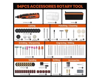 Herramienta Rotativa HARDELL 12V + 94 Accesorios