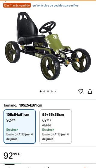 Coche de pedales para niño
