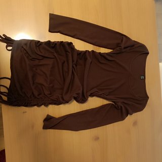 Vestido SHEIN marrón fruncido manga larga talla S