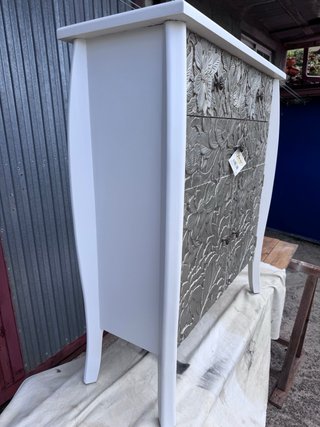 Mobile ausiliario vintage argento e bianco