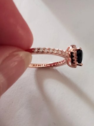 Anillo Pandora Corazón Azul Baño Oro Rosa