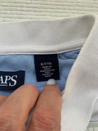 Polo CHAPS vintage blanco de rayas azul marino y verde talla XL