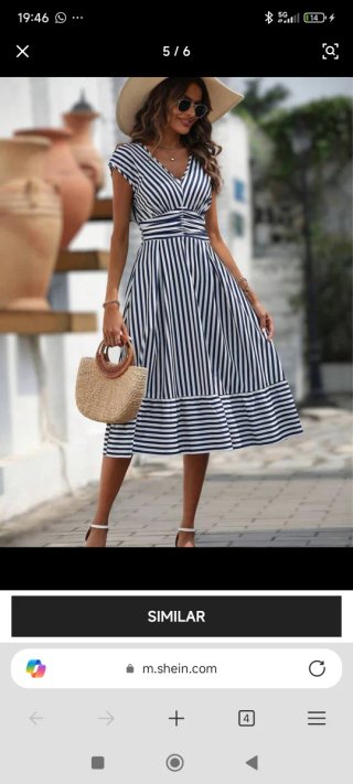 Vestido Shein Talla XL Rayas Azul Blanco