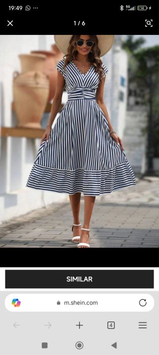 Vestido Shein Talla XL Rayas Azul Blanco