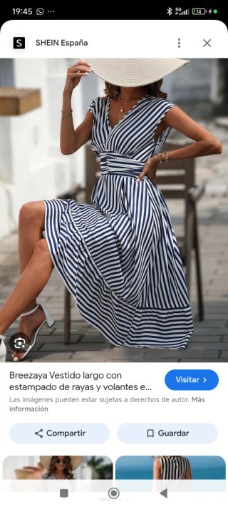 Vestido Shein Talla XL Rayas Azul Blanco