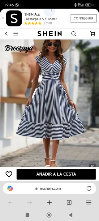 Vestido Shein Talla XL Rayas Azul Blanco