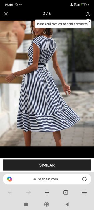 Vestido Shein Talla XL Rayas Azul Blanco