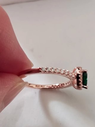 Anillo Pandora Corazón Verde Oro Rosa
