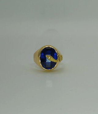 Anillo Oro 18k Piedra Azul Serpiente 13.14gr