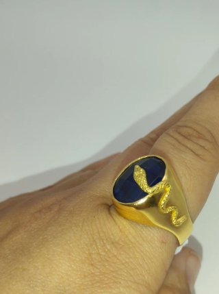 Anillo Oro 18k Piedra Azul Serpiente 13.14gr
