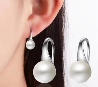 Pendientes perla plata
