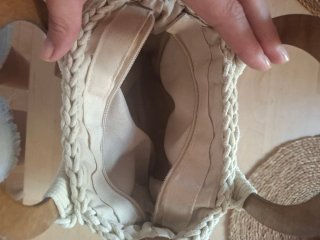 Bolso Macramé Blanco crudo y Madera