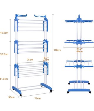 Tendedero Plegable Vertical Azul y Blanco