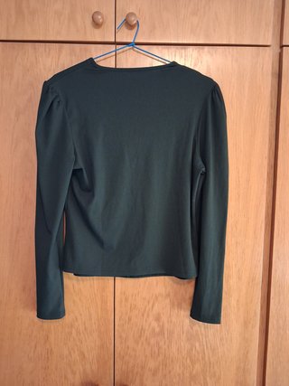 Camiseta negra de manga larga tejido canalé SHEIN