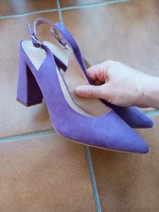 Zapatos tacón de ante lila número 39