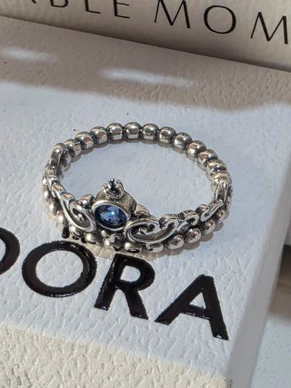 Anillo Pandora Cenicienta Azul Plata