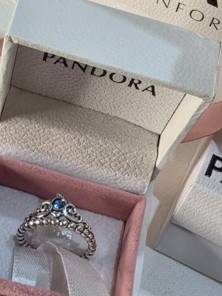 Anillo Pandora Cenicienta Azul Plata