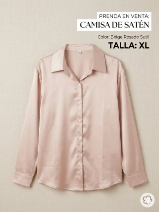 Camisa de satén beige rosado talla XL