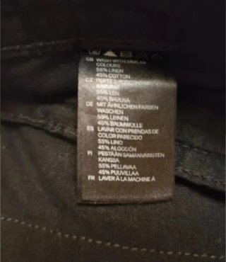 Pantalón H&M Lino Algodón Talla 38 Negro