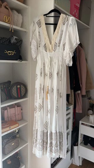 Vestido blanco y beige talla L