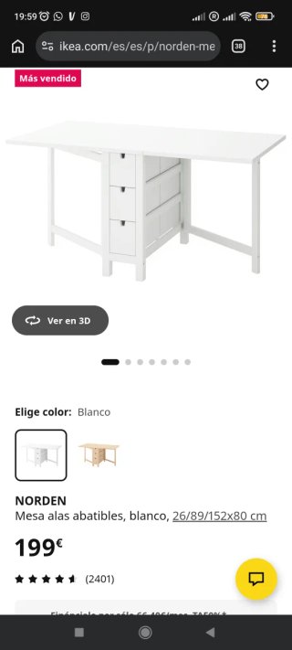Mesa Plegable IKEA Norden Blanca
