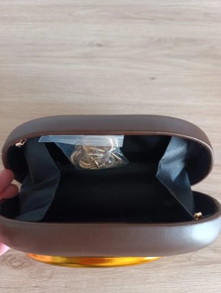Bolso de fiesta elegante marrón y dorado