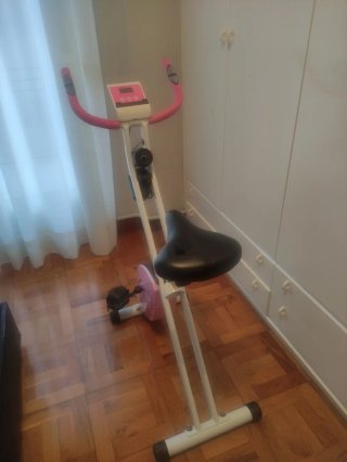 Bicicleta Estática Plegable Rosa