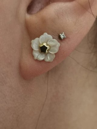 Pendientes Oro 18k Flor Nácar