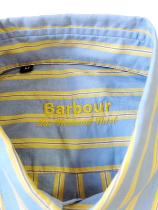 Camisa de rayas Barbour azul y amarilla