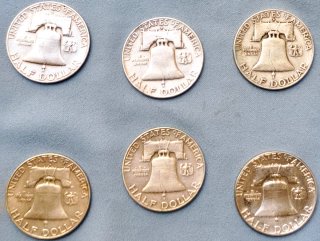 LOTE 6 MONEDAS DE PLATA 1/2$ U.S.A.