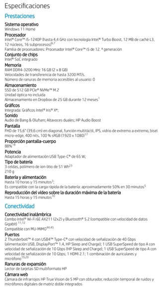 Portátil HP Envy x360 2-en-1 Plata