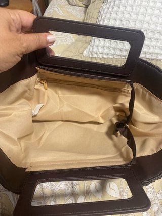 Bolso de mano marrón chocolate tejido