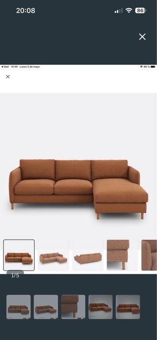 Sofá chaise longue naranja sin usar