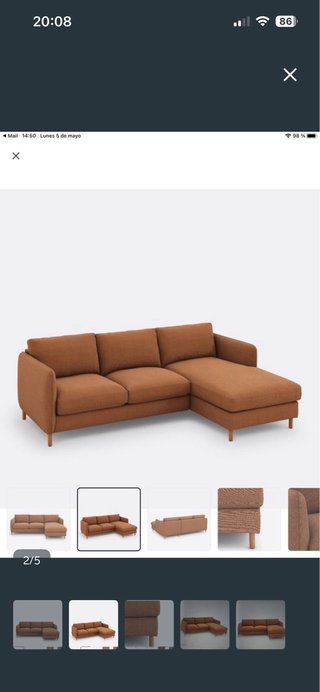 Sofá chaise longue naranja sin usar