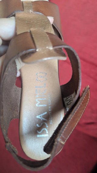 Sandalias de piel talla 37 color marrón y cobre