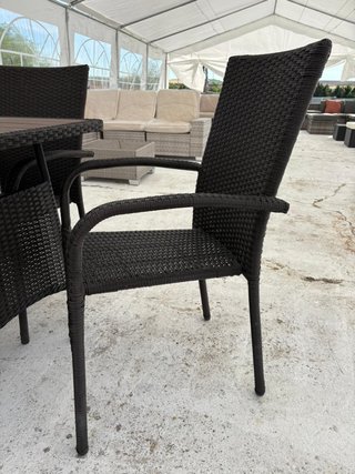 Conjunto Terraza Mesa + 6 Sillas Mimbre