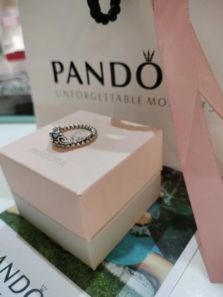 Anillo Pandora Corona Azul Plata
