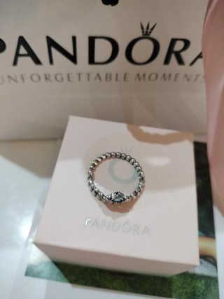 Anillo Pandora Corona Azul Plata