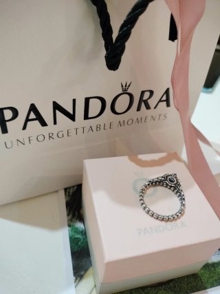 Anillo Pandora Corona Azul Plata